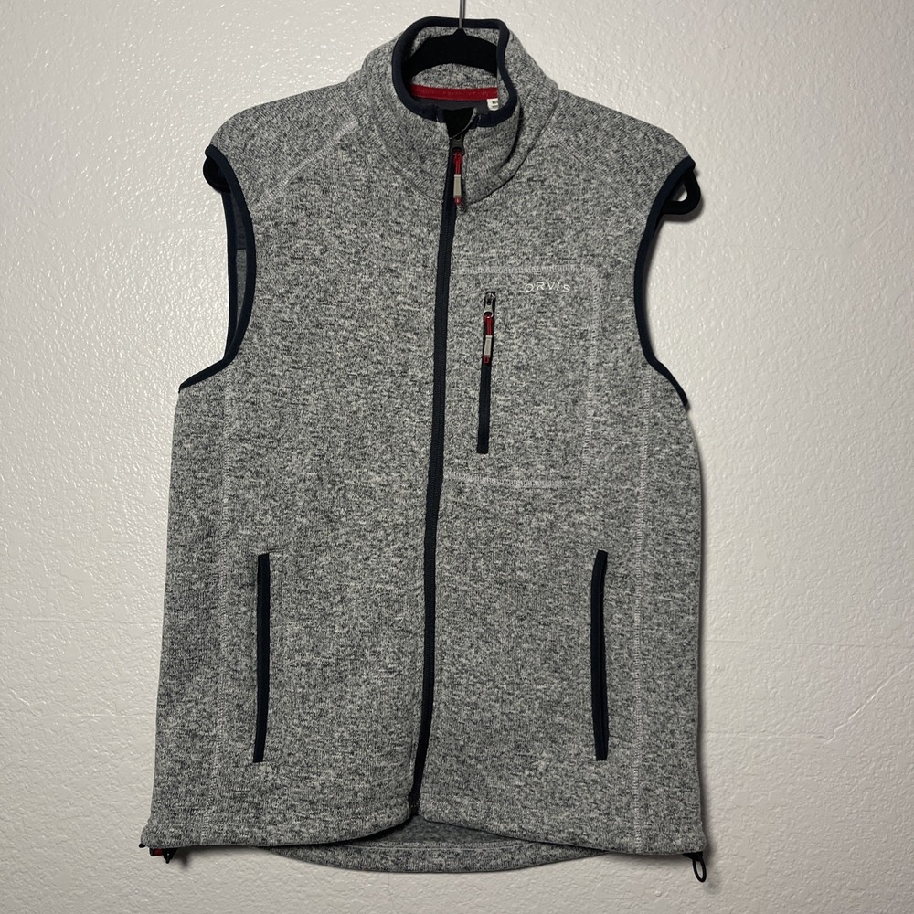 Orvis Vest Men's M Grey Classic Fleece Full Zip Fly Fishing Zip Golf Pocket